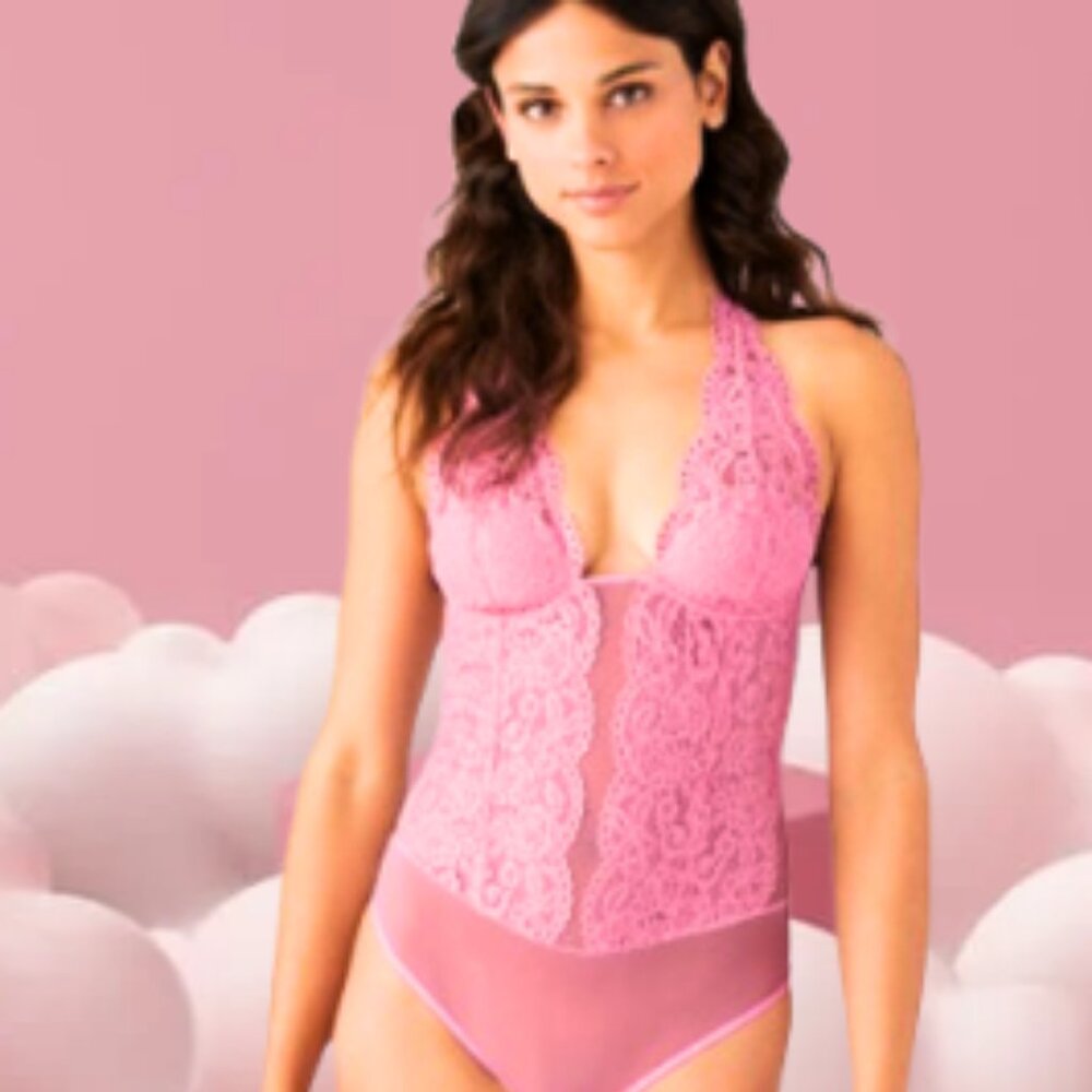 B. Temp'd by Wacoal Women's Ciao Bella Lingerie Bodysuit in Pink Rose- SIze XL